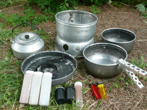 Picture of Trangia stove and all the pots & pans spread out
